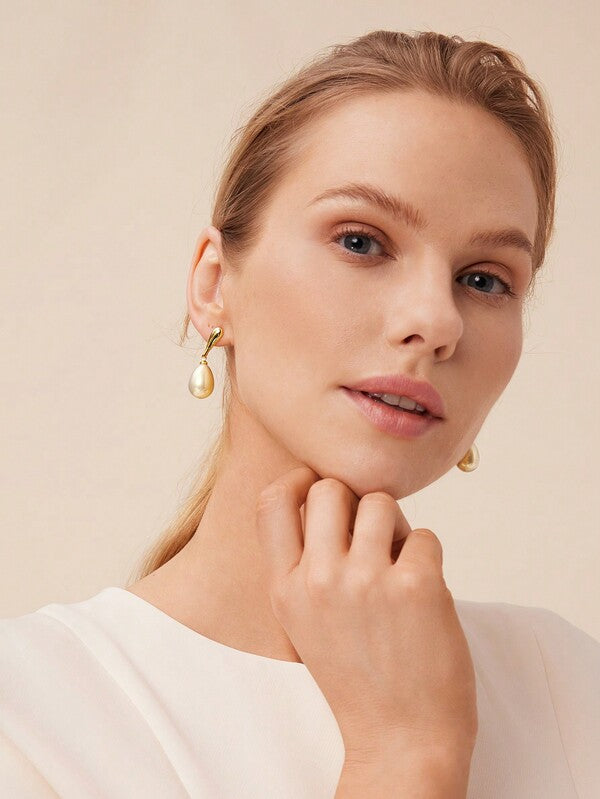 Brincos Femininos de Pérola Champagne - Elegance Drop Collection - Boutique do Encanto Semi Joias 