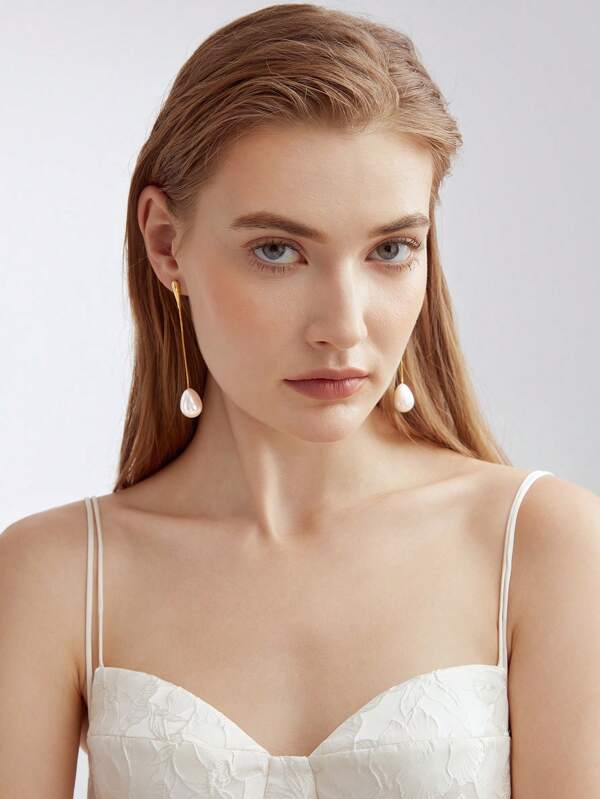 Brincos de Pérola Gota Offwhite com Banho de Ouro - Elegantes e Sofisticados - Coleção Elegance Drop Colettion - Boutique do Encanto Brincos 