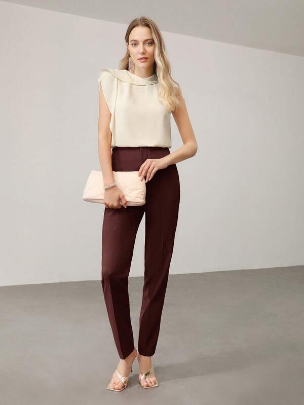 Calça Alfaiataria Feminina Afilada Forrada com Zíper – Social Escritório Elegante | Boutique do Encanto