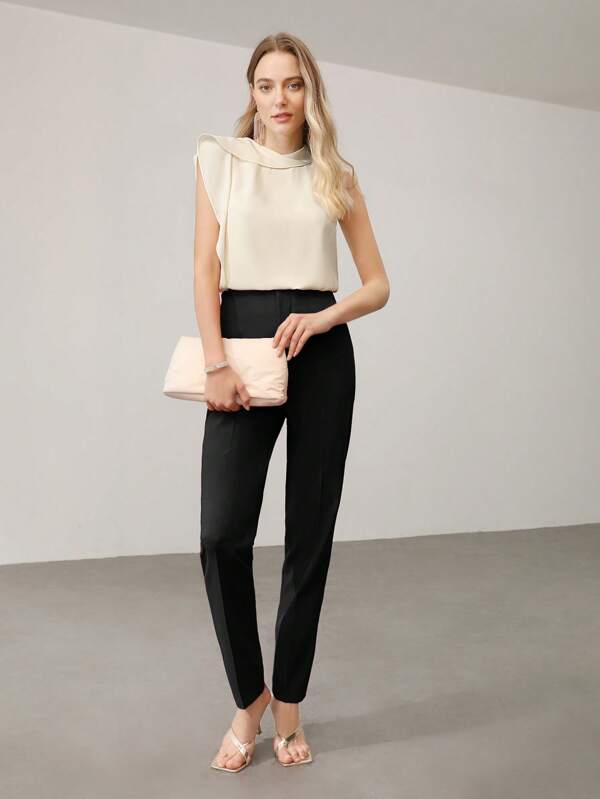 Calça Alfaiataria Feminina Afilada Forrada com Zíper – Social Escritório Elegante | Boutique do Encanto