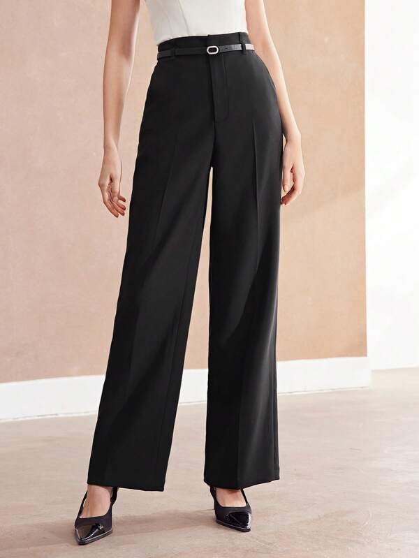 Calça Feminina Perna Reta - Cores Preto - Branco - Castanho - Cintura Natural, Zíper Frontal e Bolsos - Coleção Entre Estações - Boutique do Encanto 