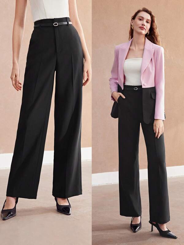 Calça Feminina Perna Reta - Cores Preto - Branco - Castanho - Cintura Natural, Zíper Frontal e Bolsos - Coleção Entre Estações - Boutique do Encanto 