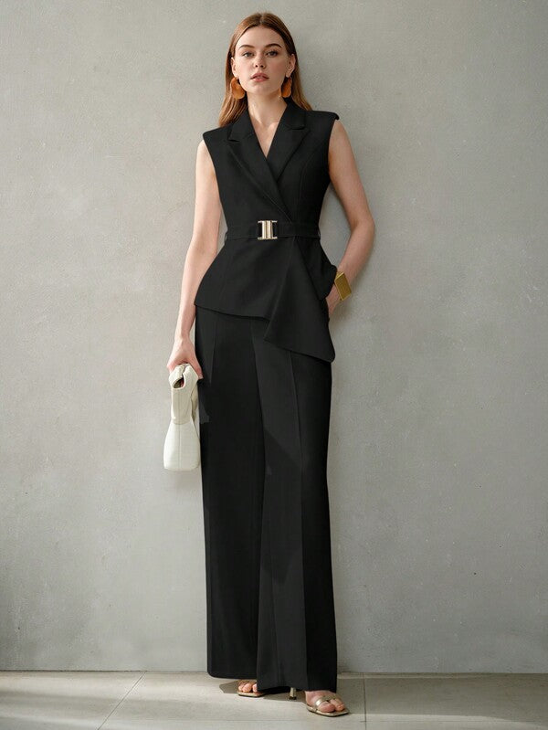 Calça Premium de Alfaiataria Perna Larga com Cós Estruturado - Coleção Office Tailoring - Boutique do Encanto Calças 