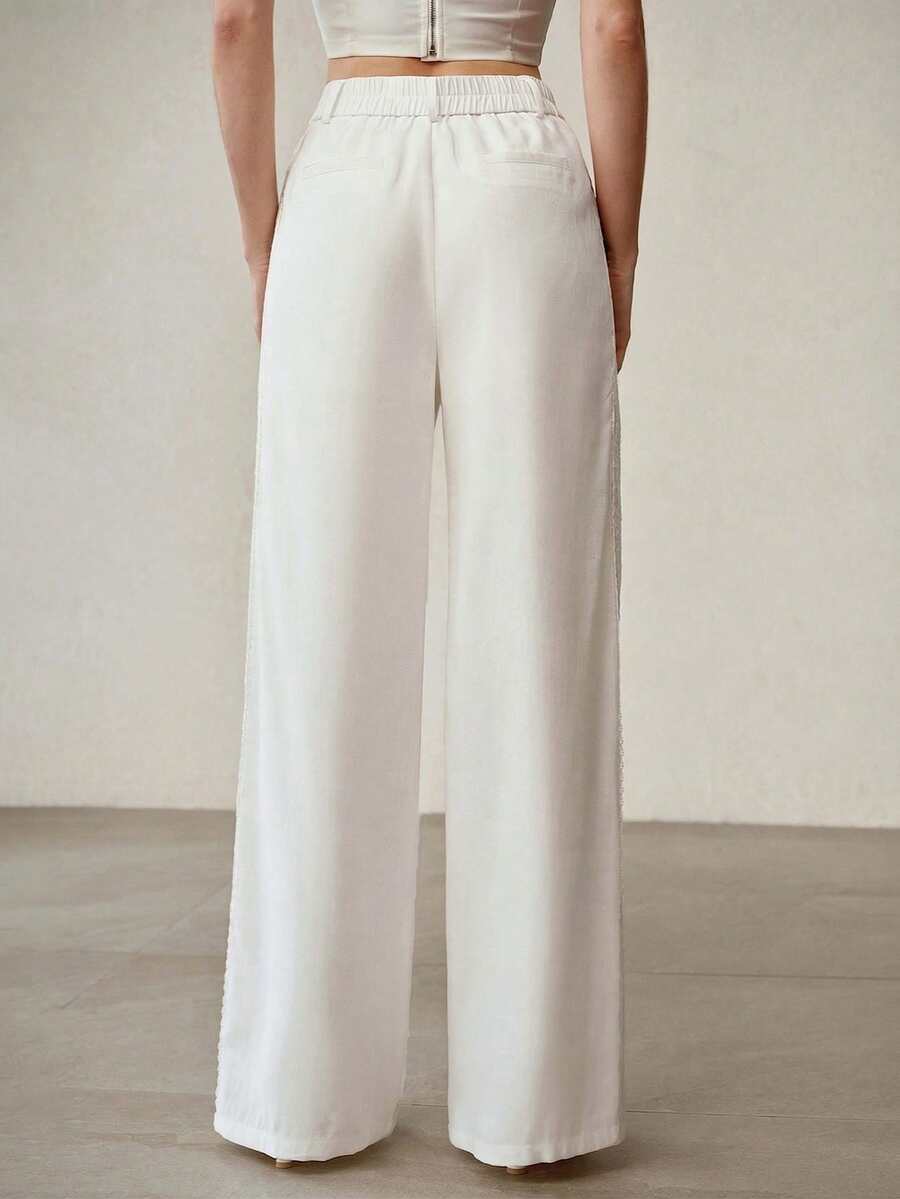 Calça feminina com viscose e linho para Primavera Verão