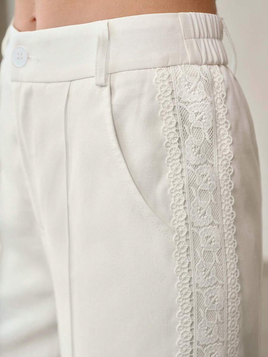 Calça longa Off White forrada com modelagem reta