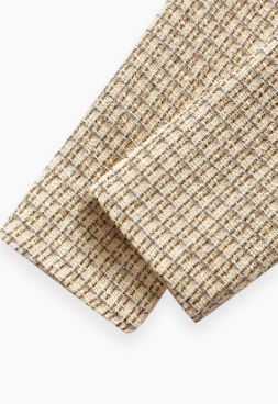 Vestido Feminino Curto Tweed co Gola Keyhole e Bainha Plissada - Premium