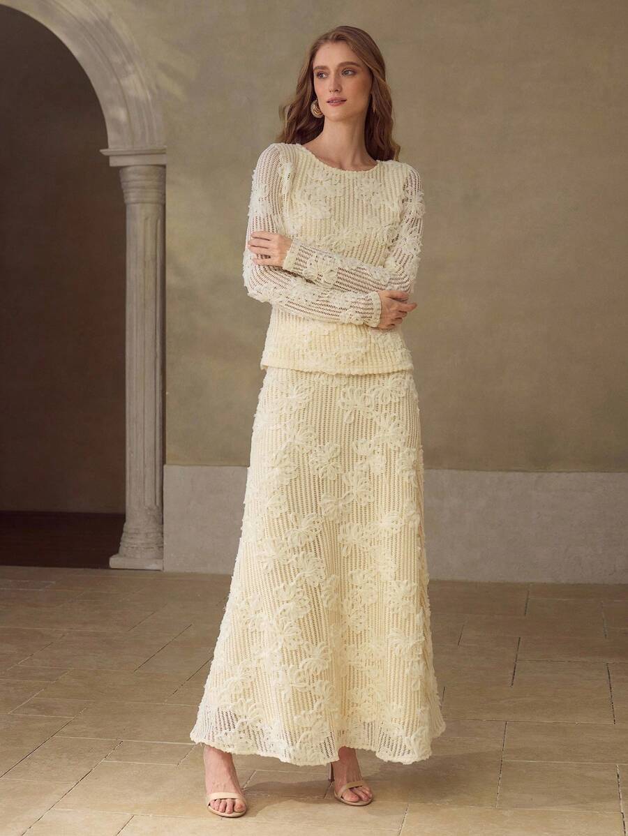 Conjunto de inverno feminino elegante em malha premium