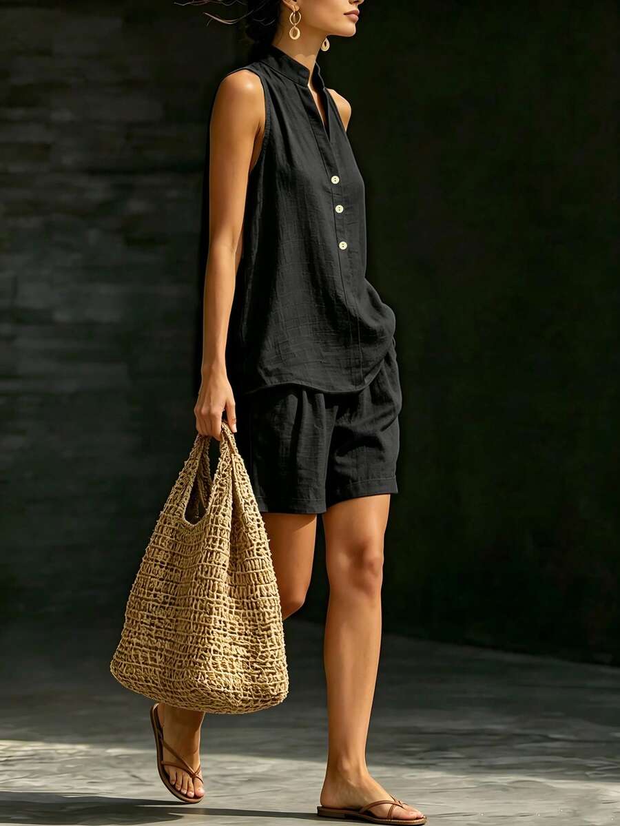 Conjunto feminino leve para dias de Primavera Verão