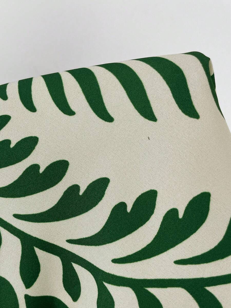 Conjunto feminino verde com estampa ornamental – Essenciais Urbanos