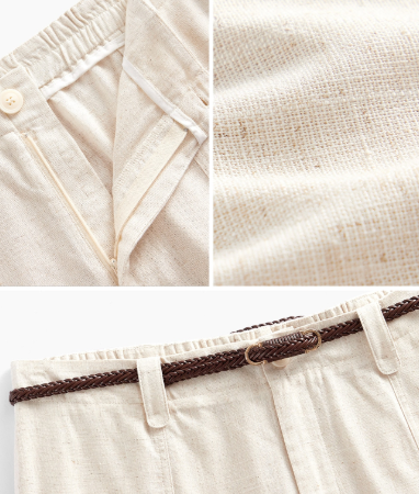 Detalhe do tecido da calça Plus Size Linho Natural