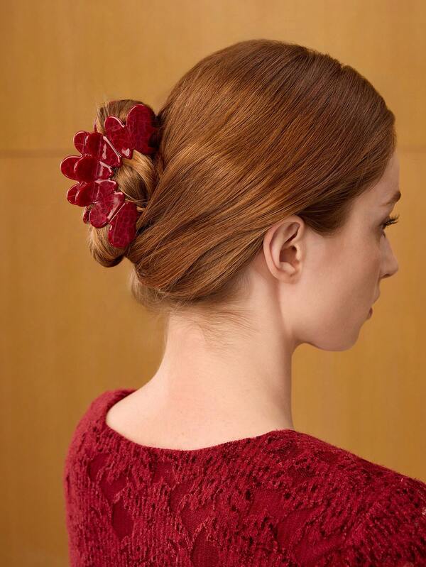 Fivela - Grampo de Cabelo Floral em Acrílico - Fixação Elegante para Penteados - Boutique do Encanto 