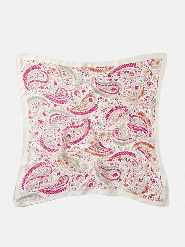 Lenço Feminino Quadrado Estampa Digital Flor Peisley - Tecido Toque de Seda - Boutique do Encanto Acessórios 