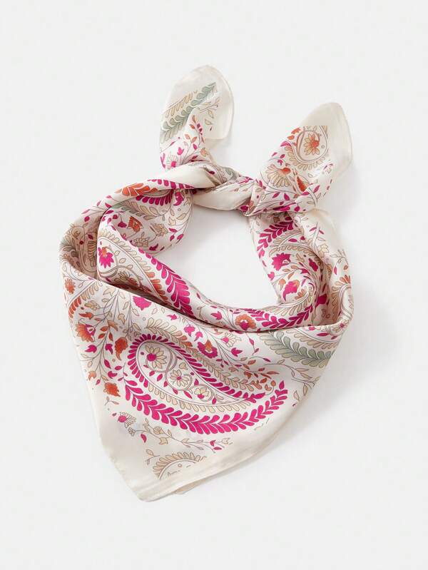 Lenço Feminino Quadrado Estampa Digital Flor Peisley - Tecido Toque de Seda - Boutique do Encanto Acessórios 