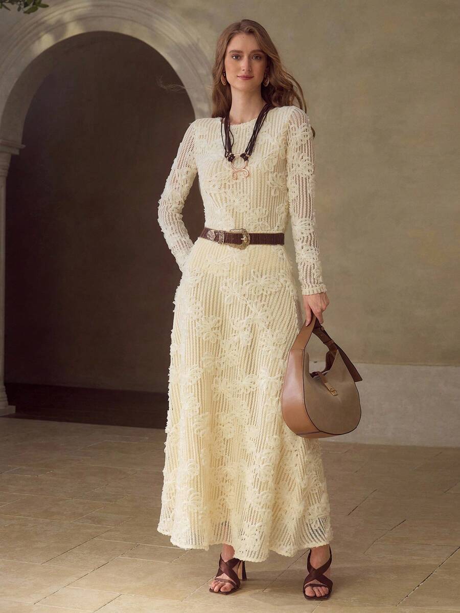 Saia longa e blusa feminina em tricô nervurado sofisticado