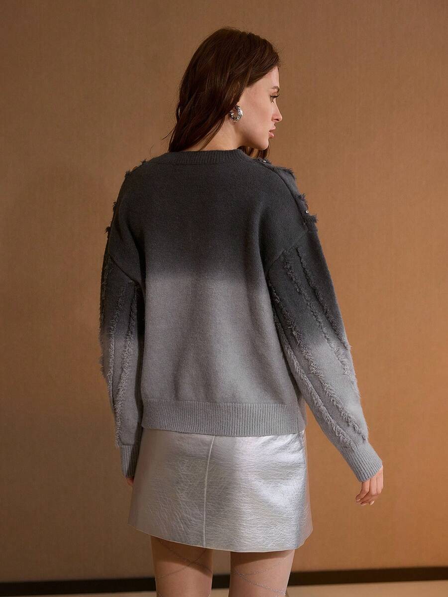 Suéter luxury knit feminino com aplicações brilhantes