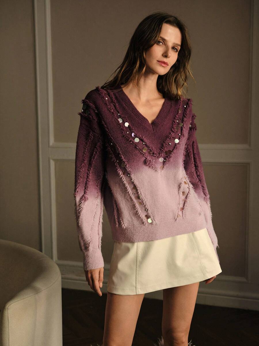 Tricô feminino sofisticado com efeito degradê elegante