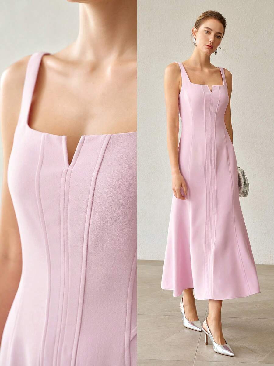 Vestido social feminino Rosa Lavanda para festas e eventos formais