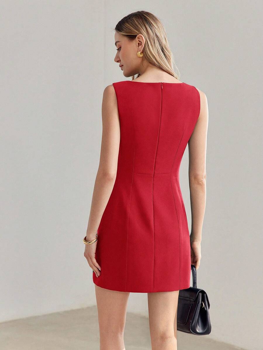 Vestido tubinho vermelho feminino curto com modelagem elegante