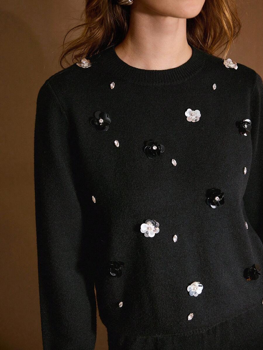 conjunto feminino tricô premium com aplicações elegantes inverno