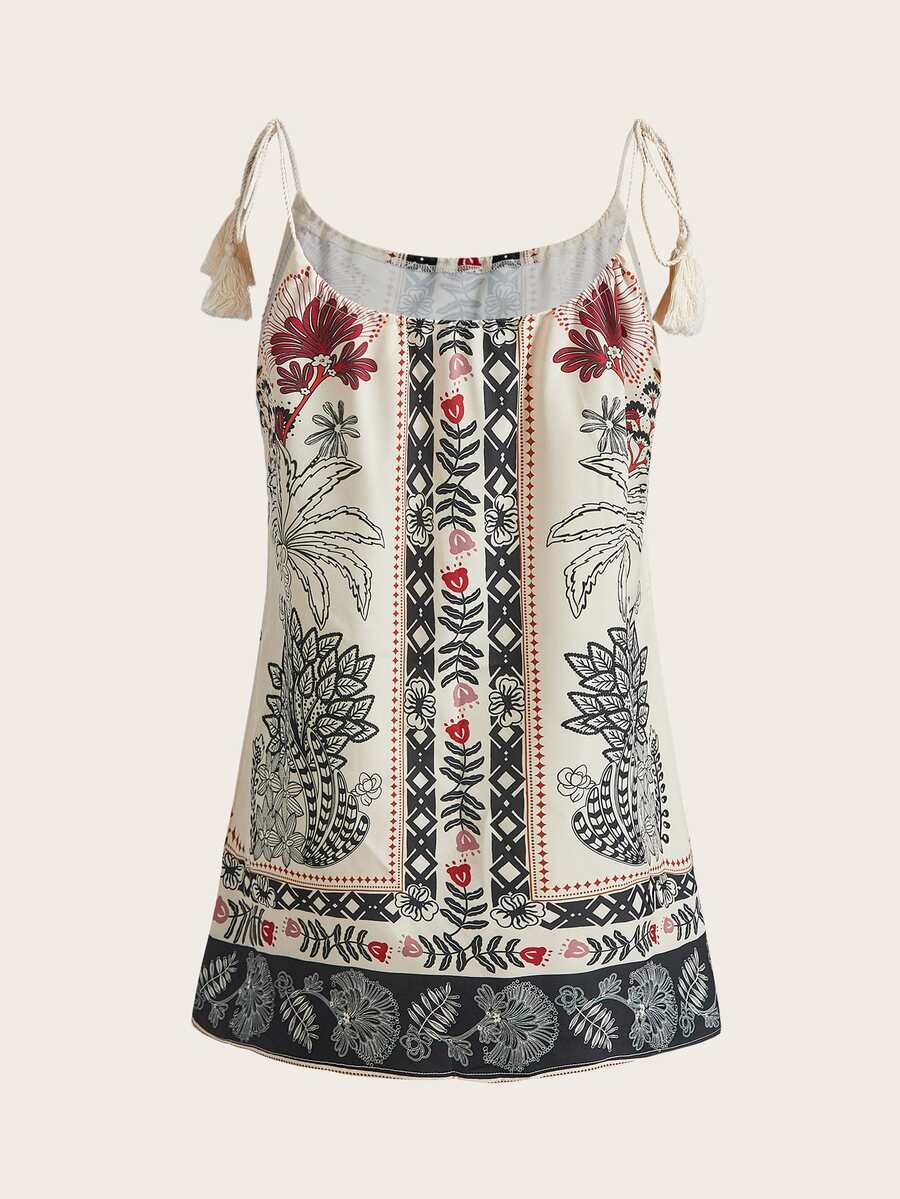 Vestido de Praia Feminino - Estampa de Palmeira e Detalhe de Nó