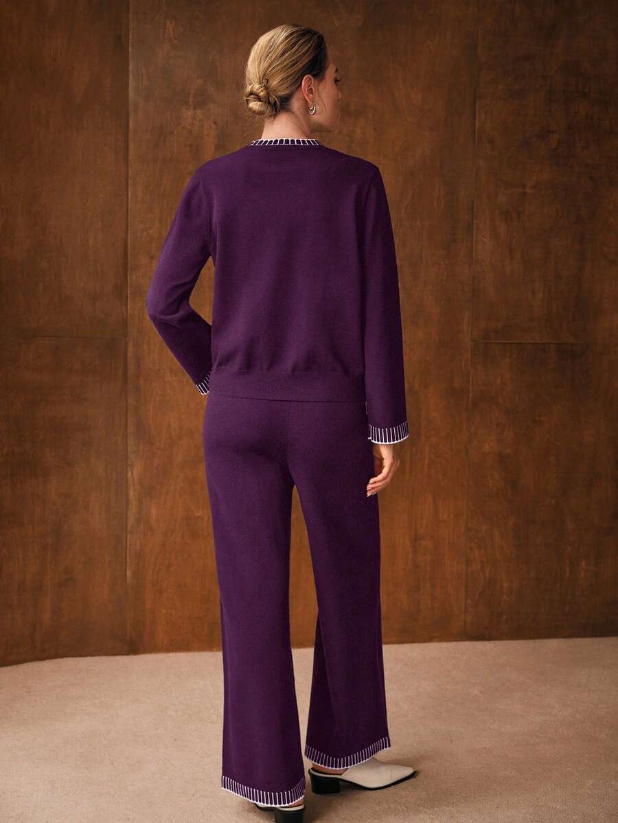 look feminino minimalista elegante com suéter e calça larga